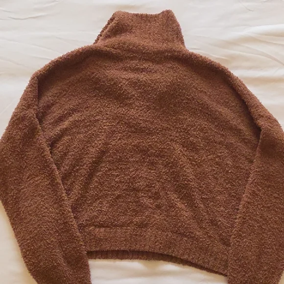 Hollister Rustic Brown Plush Sherpa Half-Zip Pullover - Picture 6 of 8